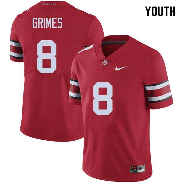 Ohio State Buckeyes Trevon Grimes Youth #8 Red Authentic Stitched College Football Jersey